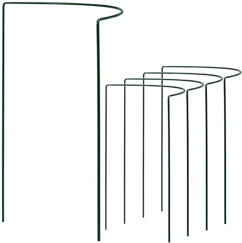 10 STÜCK Pflanzenstütze halbrund - Ø 38 cm - 60 cm hoch - aus 4mm kunststoffummantelten Draht - Für den Garten - Metall - Buschstütze - Staudenstütze - Pflanzbogen Staudenhalter Rankhilfe Pflanzenring