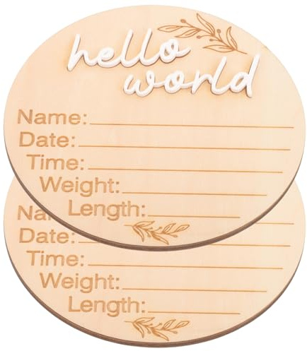 SOIMISS 2pcs Wooden Monthly Baby Birth Announcement Signs Circular Photo Props for Newborns and Babies Party Decor Nursery Commemorating Birth Time