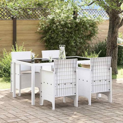Frdhee Poltrone relax da giardino, 4 pezzi, bianco, 53 x 49 x 85 cm, per giardino, soggiorno, cortile, terrazza e balcone