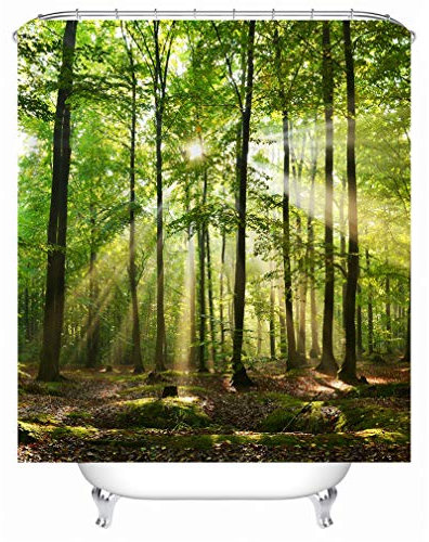 Xlabor Pflanzen Motiv Duschvorhang Wasserdicht Stoff Anti-Schimmel inkl. 12 Duschvorhangringe Waschbar Badewannevorhang 240x200cm Muster-D