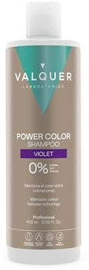 Valquer Professional Shampooing Power Color Cheveux Teints. Végétalien et sans Sulfate (Violet). Hair Color Enhancer - 400 Ml