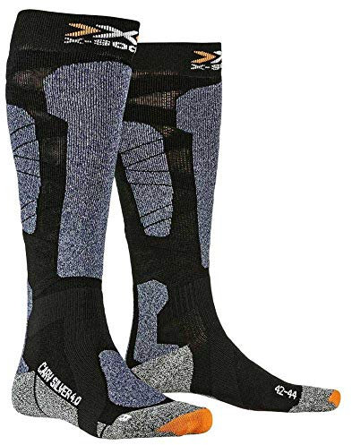 X-SOCKS Carve Silver 4.0 Invierno Calcetines De Esquí, Hombre, Black/Blue Melange, 39/41