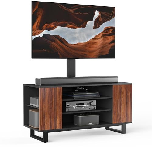 FITUEYES TV Ständer mit Halterung TV Schrank aus Holz TV Standfuß für Fernseher 32-70 Zoll,höhenverstellbar,schwenkbar ±25°,bis zu 40kg,Max.VESA 600 * 400