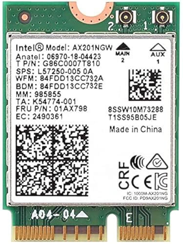 Intel AX201NGW - Scheda wireless Wi-Fi 6 AX201, Bluetooth 5,1-2,4 GHz, 5 GHz, M.2 2230-2,4 Gbps, Dual Band (ricondizionata)