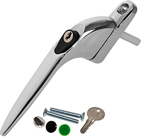 Chrome Yale UPVC Window Handle Inline Double Glazing Universal Key Locking Espag - 40mm Spindle