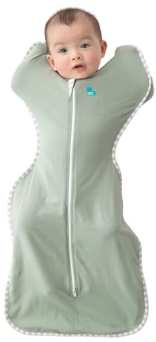 Love To Dream™ Swaddle UP™ Größe S (3,5–6 kg) – Olivgrün | Angenehme Passform, fördert gesunden Schlaf | 0,2 Tog, ideal für Frühling & Sommer (24–27 °C) | Waschbare Baumwolle & Doppelreißverschluss