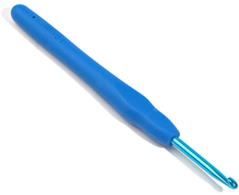 BUOKKON 4 mm Crochet Hook, Aluminum Soft Grip Rubber Handle Needles Ergonomic Knitting Needles Crochet Needle for Beginners and Handmade DIY Knitting Crochet (4 mm)