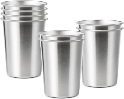Rostfri stålkopp 8 stycken, 350 ml rostfritt stål kopp-set, stapelbar dryckesmugg snapsbägare metallmugg ölmuggar rostfritt stål koppar, festmuggar för födelsedagar, picknick, fester, bröllop