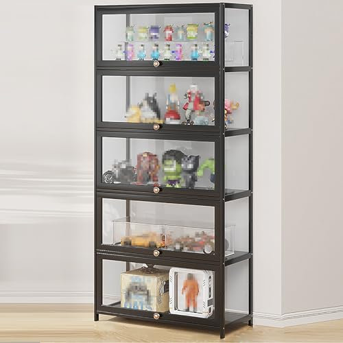 WYZCHDM Vitrine mit AcryltüR, Curio-Schrank, Sammlervitrine Stehend Standvitrine Glasvitrine, Curio-SchräNke, Vitrinenschrank Eckvitrine Glasvitrine Standvitrine, Klare Regal Vitrine 80cm 5floors