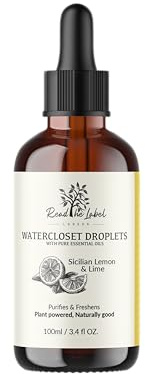 Read The Label - Sicilian Lemon & Lime Water-Closet Droplets - Eliminates Foul Odour - Natural Blend of Lime, Geranium & Lemon Essential Oils - 100% Natural Alternative to Air Fresheners – 100ml