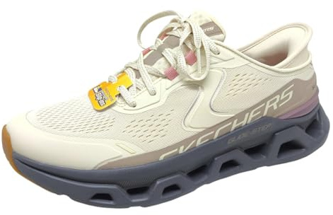 Skechers Tenis Glide-Step Atlus sin Cordones para Mujer, Ntgy=Natural/Gris, 38 EU