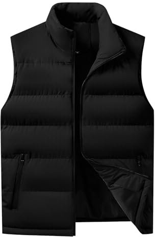 Damen Weste Gilet Damen Leicht Stehkragen Steppweste Fleeceweste Damen Ärmellos Winter Warm Steppweste Damen Kurz Reitweste Damen Winterweste mit Reissverschluss und Taschen(A2-Schwarz,8XL)