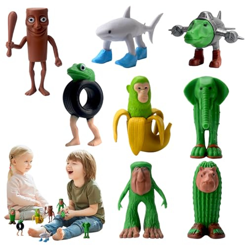 8 stycken tung Sahurfigur, Brainrotfigur, Tralalero Tralala, 3D-tryckt samlar, kreativa leksaker haj, apa och mer action
