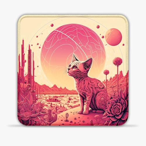 Gaming Mouse Mat Psychedelic Art Portable 25x25cm SU Fabric Mouse Pad Spill-Proof Desk Mat 360° Smooth Tracking for Esports, Compact for Travel Gaming Setup