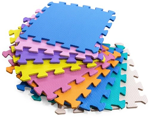 Interlocking Play Mats for Floor | Eva Baby Foam Play Mat 9pcs | Large 29.5 X 29.5 X 0.75 cm Baby Floor Mats Padded | Non-Slip & Non-Toxic Kids Mat | Multicolour Playmat