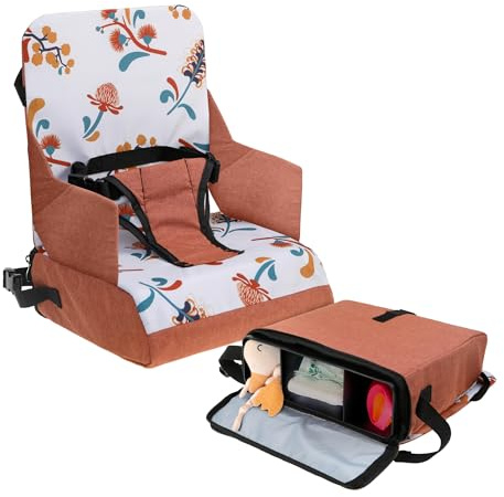 Dreambaby Grab ‘N Go Kids Booster Seat – Portable Travel Toddler High Chair for Dining (6M-3Y) with Storage & Shoulder Strap – Lightweight and Compact