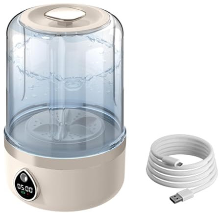 Pitycbo Minilavadora con Pantalla LED, Alimentación USB Y Modos para Prendas Pequeñas, Beige, Individual