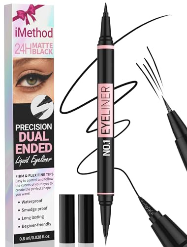 iMethod Liquid Eyeliner, 2-in-1 Dual-Ended Waterproof Eyeliner, Black