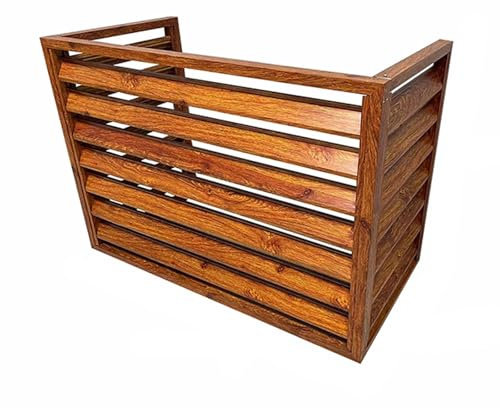 Aluminum Air Conditioner Fence for Outside Units, Central Outdoor Vent Full Cover, Metal Privacy Screen, Shutters Design AC Protective Box, Hide Unsightly Outdoor Items (Brown 110*60*80