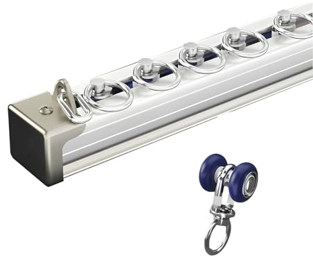 Binario per tenda in alluminio, versatile, divisorio per camper, tende e armadi (bianco, 2 x 150 cm), ideale per casa e viaggi