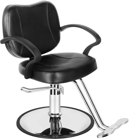 Frisörstol, hydraulisk 360° vridbar och justerbar höjd med ergonomiskt stöd för skönhetsstudior och frisörer