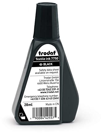 Tinta para sellos textil, color negro, 28 ml