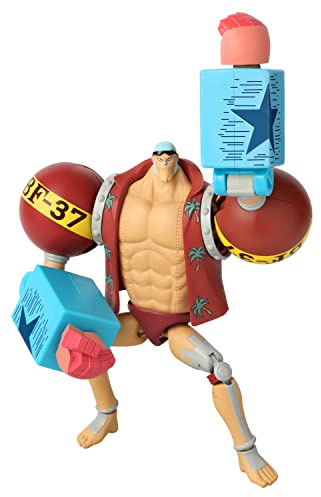 BANDAI Anime Heroes - Figura de acción de una Pieza Franky | Figura articulada de Anime Franky de 17 cm con Soporte de exhibición de Accesorios, Figuras de acción de una Pieza, Gama de Juguetes