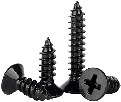 ORANXIN M5 x 16mm 20 Pcs Acero inoxidable 304 Tornillos para madera Cruz Avellanada Chapado en zinc negro Cabeza plana Autoperforante Tornillos autorroscantes