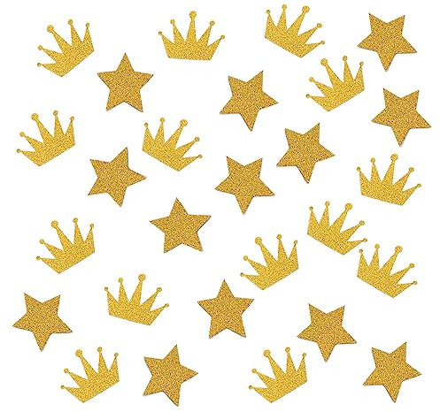 200 pezzi, decorazione per feste di compleanno, confetti, feste a tema confetti, disponibile nelle forme dorate a stella e corona dorata