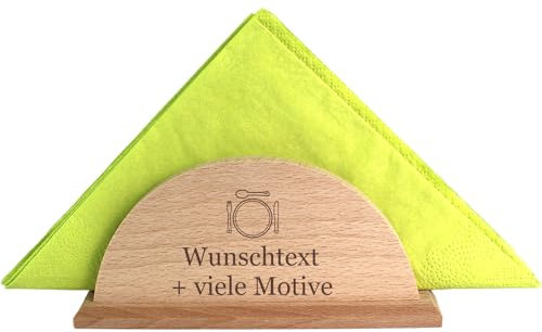 Serviettenhalter Holz stehend mit Gravur - individueller Spruch, Name + Motiv möglich - Serviettenständer, Serviettenspender als Deko, für Küche, Restaurant, Bar, Biergarten