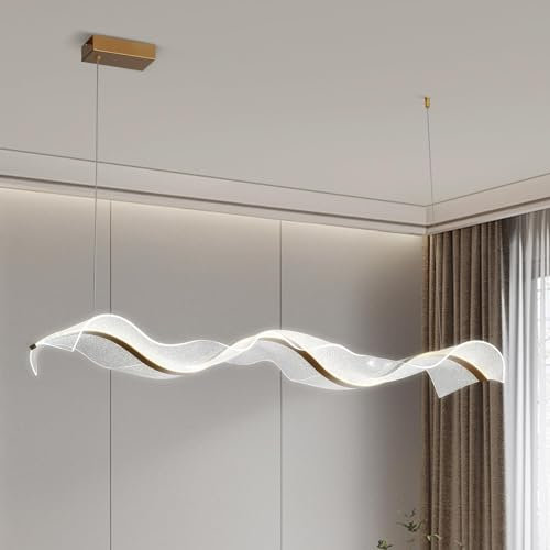 HvKvHvY Luci cucina, luci del tavolo da pranzo a LED con telecomando Wave Lampadario della camera da letto della camera da letto della luce per le luci della sala da pranzo del soffitto (L100cm)