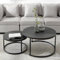 homeguru Satztisch 2 Set Couchtisch klein, Modernes Design Beistelltisch fürs Wohnzimmer, Holz Satztische Marmormuster, Dekoratives Set, Groß 80X 80X 45CM, Klein 60X 60X 35CM, Dunkelgrau