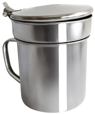 Fackelmann Grasera de Aceite 500 ml, Acero Inoxidable con Acabado Espejo, Elegante y Duradera para Almacenar y Servir Aceite Usado, Apta para Lavavajillas, 9 cm, 1 ud.