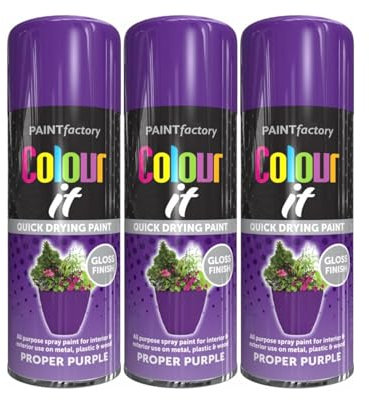 DIOXSTAR Purple Spray Paint, 250ml (3 PCS), Acrylic, Gloss Finish, Quick Drying, All Purpose, Indoor/Outdoor