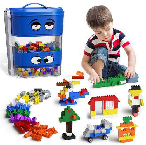 Ensemble de Jouets de Construction pour Enfants 4 Ans, 181 pièces de Briques avec des Blocs boîte de tri, Compatible avec la Plupart des Marques de Blocs, Cadeau de Base de Jouets STEM