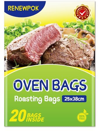 Sacchetti da forno per arrosto con cravatte, sacchetti da forno per arrostire pollo, tacchino, carne e pesce, sacchetti multiuso per forno, sacchetti da forno (2,7 x 38,1 cm)