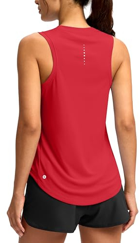 SANTINY Women's Sleeveless Workout Tops Lightweight Tennis Yoga Athletic Running Shirts Racerback Tank Tops for Women (Red_M)