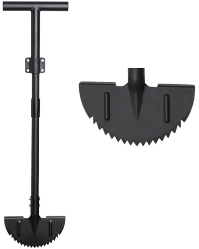 Edger Lawn Tool, Manual Garden Edger Long Handle 40-48 inch, Steel Hand Saw-Tooth Border Sidewalk Landscape Yard Grass Weed Half Moon Edger Shovel for Lawns