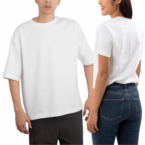 lepni.me Maglietta Unisex Personalizzata Oversized con Testo Foto o Logo | Crea Tuo Design con Stampa Fronte Retro | T Shirt Oversize Uomo Donna (XL Bianco Senza Stampa)