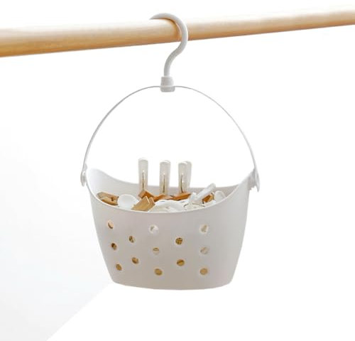 Lkw Ogechi Cestino Porta Mollette Bucato Plastica con Gancio e Fori di Drenaggio Borsa per Mollette da Appendere Multiuso Cestino per Molletta da Bucato per Bagno Cucina Giardino