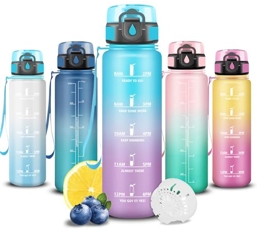 Grsta Borraccia- 500ml- Borracce Bambini, Boraccia Motivazionale, Boraccia Senza Perdite, Facile da Trasportare, Bottiglia Graduata, Facile da Pulire, Bottiglia per Fitness, Scuola, Bambina