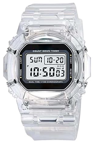 Montre de sport numérique - Montre LED transparente unisexe - Affichage de la date - Étanche - Style décontracté - Pour homme et femme - Course de nuit - Natation - Fitness - Activités de plein air