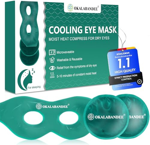 Cooling Eye Mask with 2 Gel Pads, Reusable Relief for Tired Eyes, Hot & Cold Therapy for Puffy Eyes, Adjustable Strap for Comfort, Soothes Puffy & Dark Circles