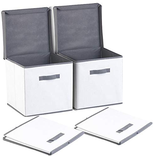 PEARL Faltbox mit Deckel: 2er-Set Aufbewahrungsboxen mit Deckel, faltbar, 31x31x31 cm, weiß (Aufbewahrung mit, Regalboxen mit, Unterwäsche)