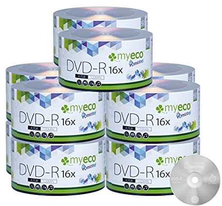 500 Pack MyEco DVD-R 16X 4.7GB/120Min Silver Logo Top Write Once Blank Media Record Disc