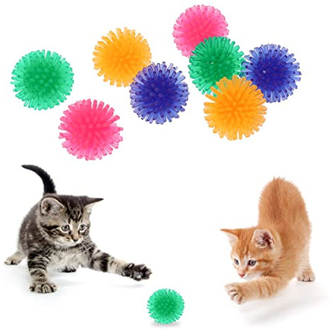 Cobee Große Katzenspielzeugbälle, 8 Stück 3,5 cm Kaubälle Bunte Katzenbälle Weiche Stichbälle Interaktives Katzenspielzeug Kätzchenjagdspielzeug für Katzen und Kätzchen im Innenbereich