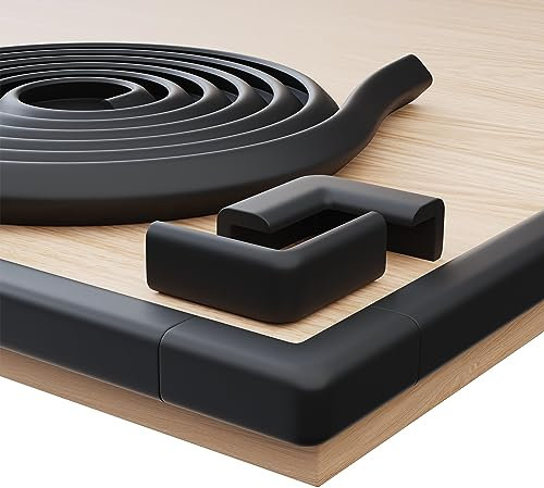 SafeMate® Kantenschutz Baby (Schwarz) selbstklebend - Schützt Babys mit sanftem Schaumstoff für Bett und Tischkanten - Einfach aufzubringender Ecken- & Kantenschutz - Zuverlässiger & sicherer