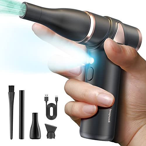 Leapwell Elektrische Staubgebläse Druckluftspray, 3 Gang 150000 U/min Compressed Air Duster, Druckluftspray PC Reinigung Dust Blower Elegantes Ganzmetall für Laptop, Tastatur, Auto, Bürogeräte