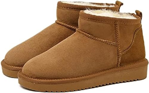 cutecool Mini bottes pour femme, mini bottines classiques avec doublure en fourrure, bottes d'hiver chaudes doublées de fourrure avec revêtement antidérapant