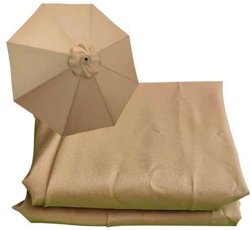 WOGTITYI Toile De Rechange De Parasol Jardin À 6/8 Baleines, Housse De Rechange 200cm 270cm 300cm, pour Jardin, Terrasse, Cour, Plage, Piscine, Marché(Épaisseur:Khaki,Size:3.0m-6 Baleines)